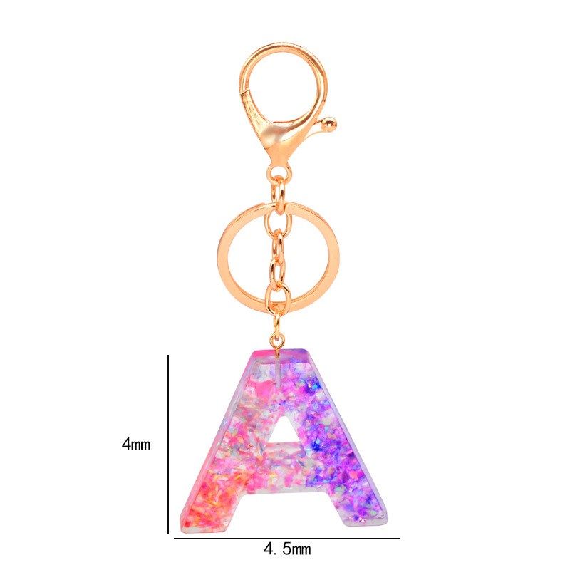 2020 Sequins 26 English Letters Key Ring Keychains Alphabet Glitter Letter With Metal Clip