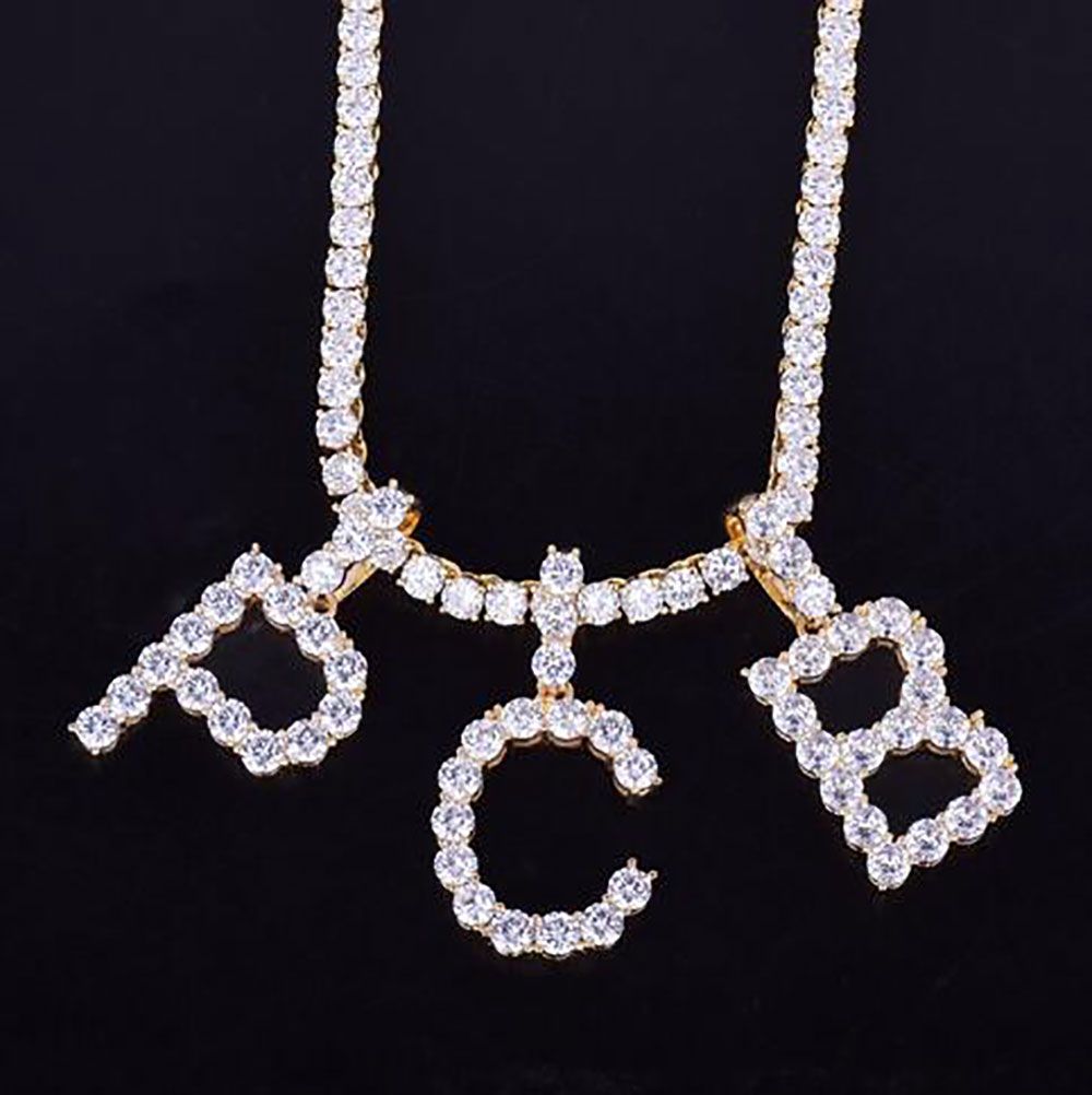 2020 5mm A Z Zircon Initial Letters Pendant Necklaces Charm For Men