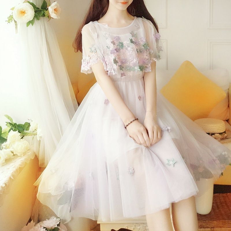 white embroidered flower dress