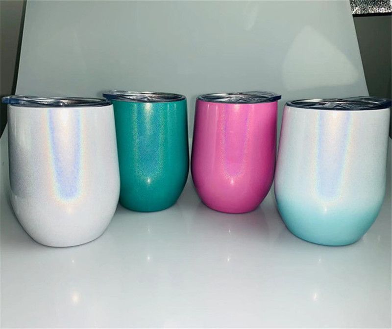 2020 12oz Glitter Wine Tumbler With Lid Double Vacuum Insulated Wine