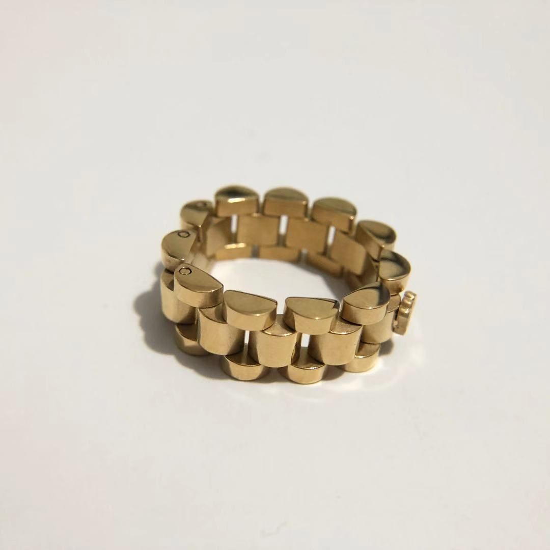 Compre 24K Chapado En Oro De Los Hombres Correa De Reloj De Los Anillos De  Oro Anillo De Enlace De Acero Inoxidable Clásico De Lujo Para Hombre Hip  Hop Estilo De Los