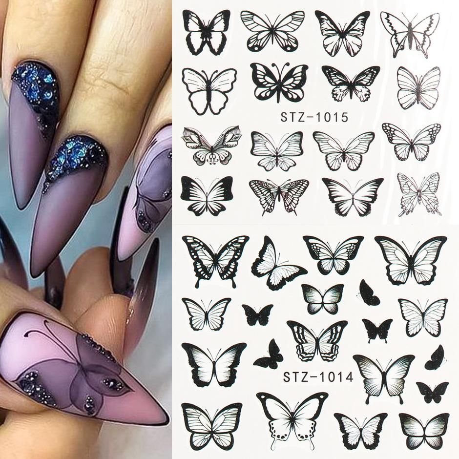 MEISO Hojas De Diseño 3D De Uñas Pegatinas De Mariposa Para Uñas 3D Flores  Pegatinas De Uñas De Primavera Verano Mariposa Nail Art Pegatinas |  