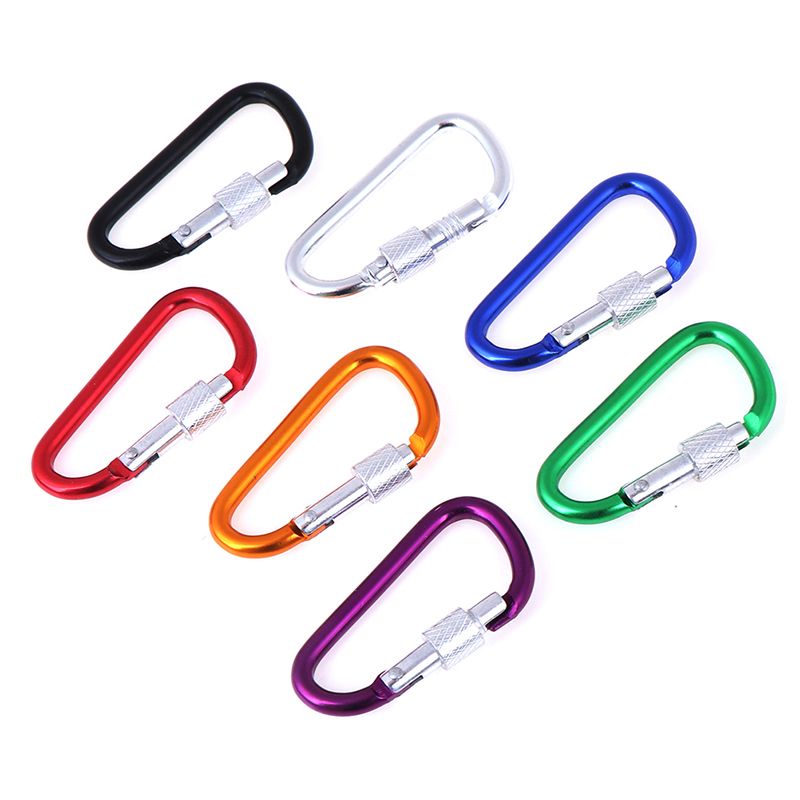 10Pcs Keychain D Shape Spring Snap Outdoor Camping Carabiner Hook Aluminum Alloy