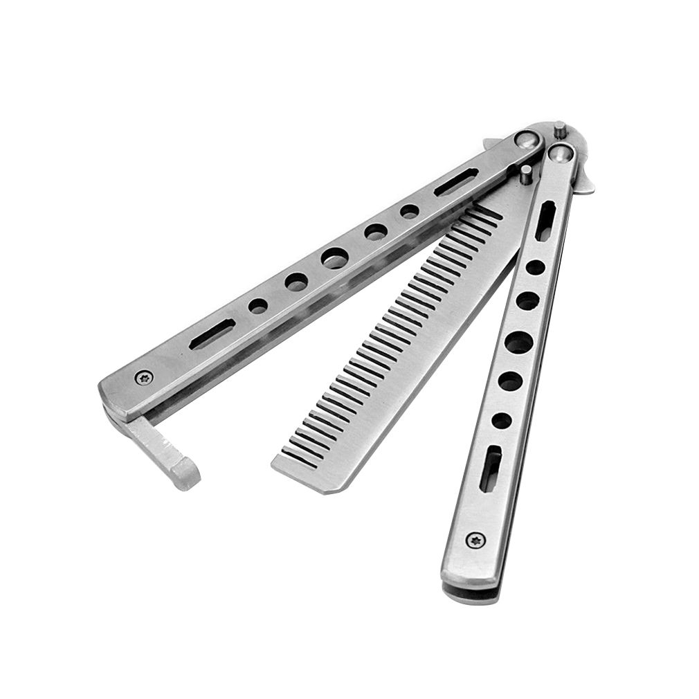 Butterfly Knife Comb Salon Stainless Steel Folding Practice Training
