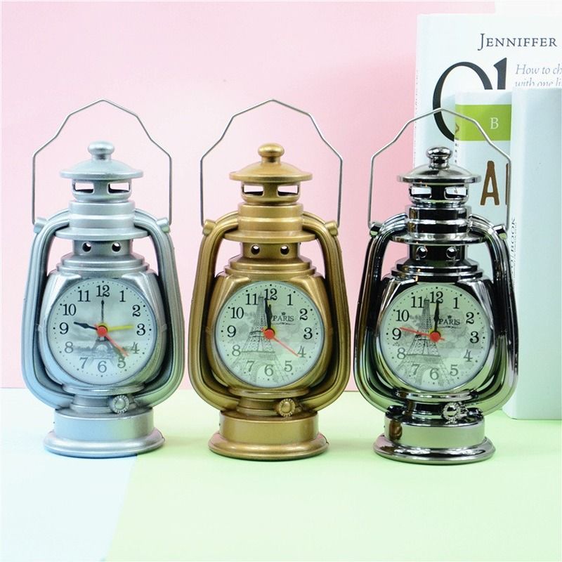 2021 Vintage Alarm Clock Retro Oil Lamp Alarm Clock Watch Table