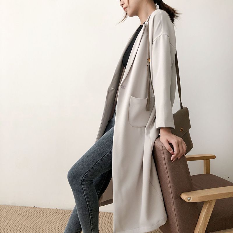 Compre Blanco Largo Blazer Chaquetas Formal Traje Señoras De Las Mujeres De  Primavera Y Verano Debajo De La Rodilla A 42,95 € Del Splendid99 |  Es.Dhgate.Com