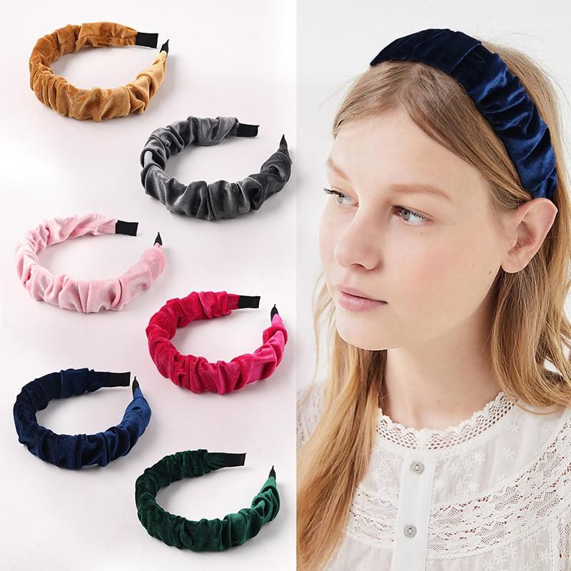 de terciopelo grueso Headbead para las mujeres cabello accesorios de moda de Color sólido banda para la cabeza de plástico aro pelo cintas 