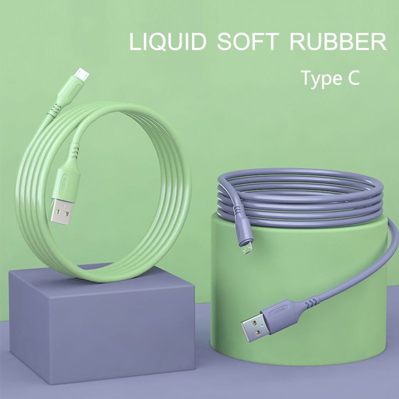 Tipo C Android 1M 3A Cable De Datos Teléfono móvil línea de carga de color Liquid Suave 