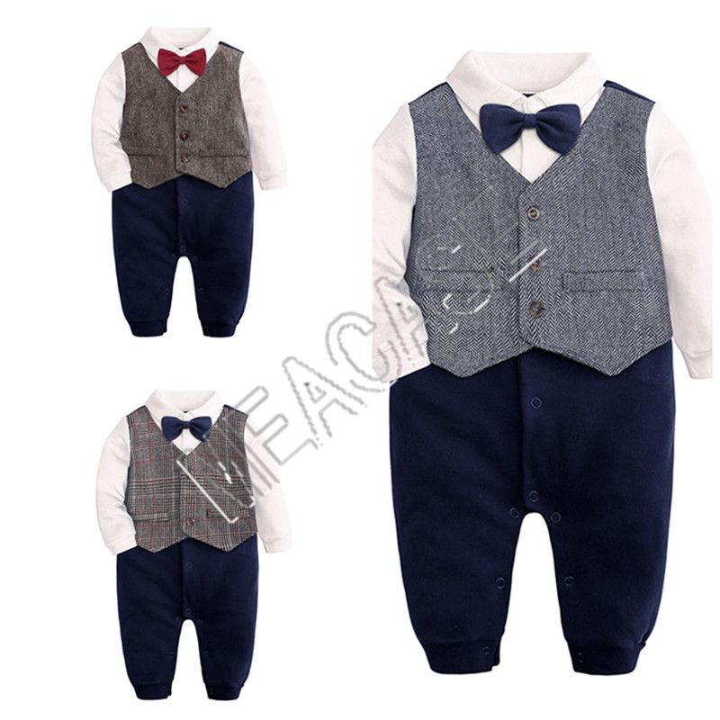 Baby Kids Boys Formal Suit Party Wedding Tuxedo Gentleman Romper Jumpsuit Outfit 
