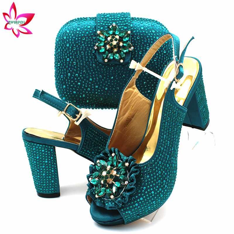 teal shoes and matching bag