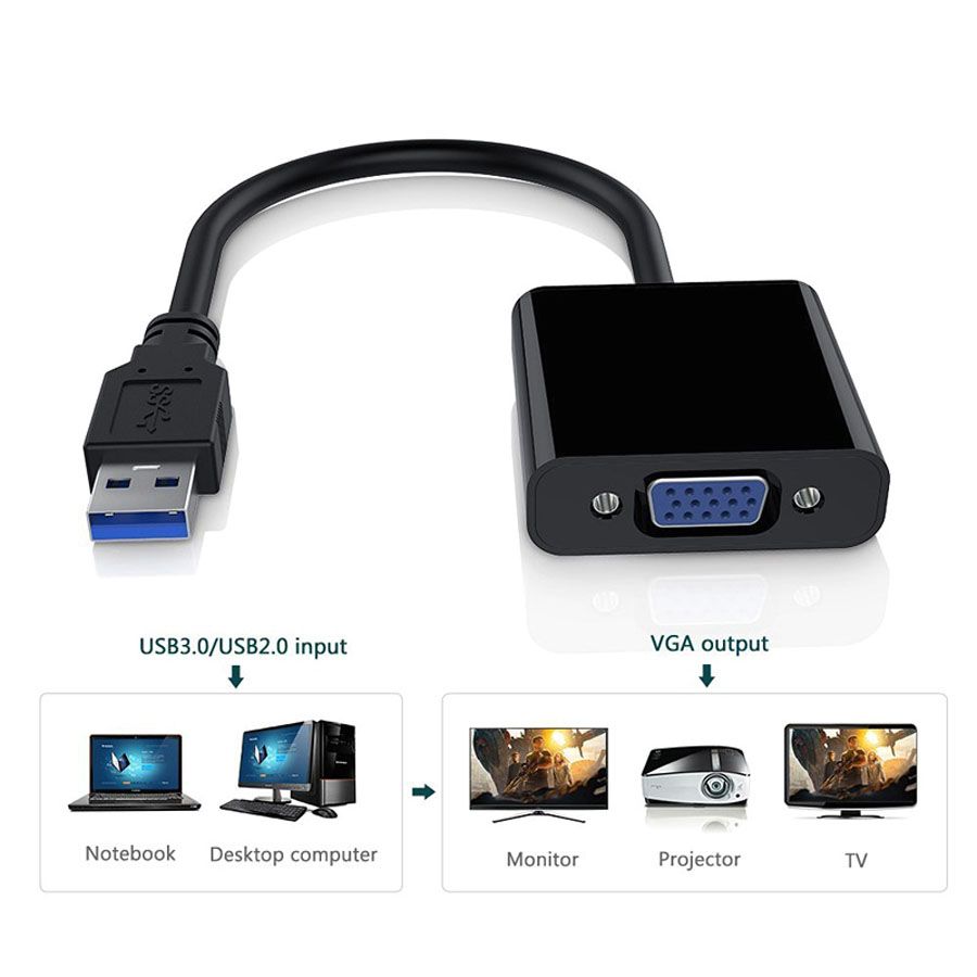 USB A Adaptador 1080P USB3.0 Conectores VGA Tarjeta de video externa para