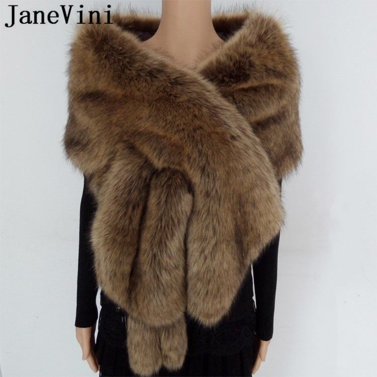 Luxury Silver Grey Black Fake Faux Fur Stole Neck Collar Tippet Wrap Shrug Scarf