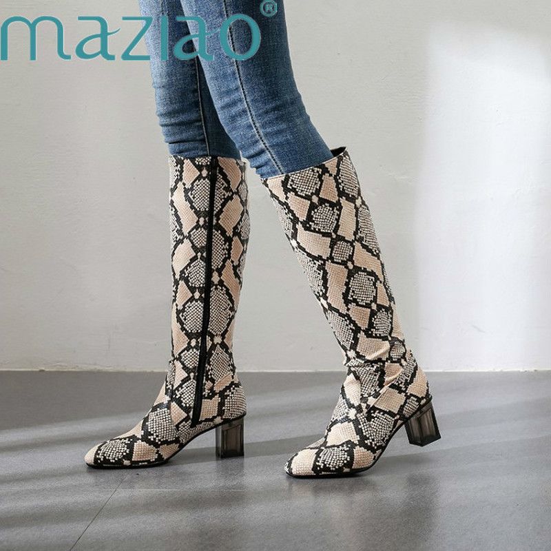 snakeskin thigh boots