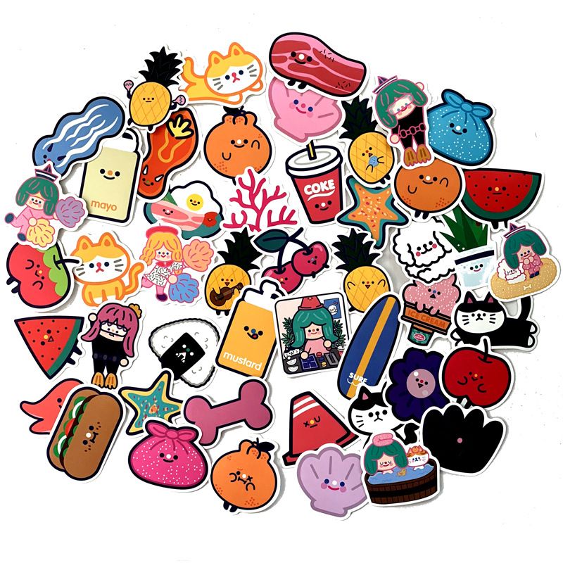 Compre Coreana Ins Sonriente Lindo Pegatinas Taza De Agua Casco Portatiles Comida Rapida Stickers A 9 07 Del Man Es Dhgate Com