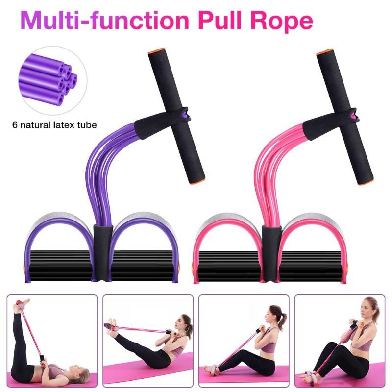 Multi-Function Tension Rope Fitness Pedal Exerciser Rope Pull Bands Outdoor Home