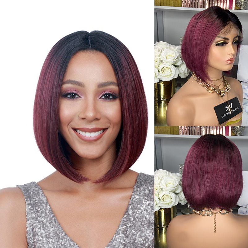 burgundy bob wig