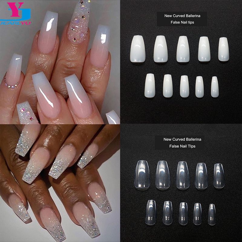 False Nails Bag Acrylic Fake Nail Art Fingernail Transparent Natural French Ballerina Tips Full Coffin From Fukui 35 Dhgate Com