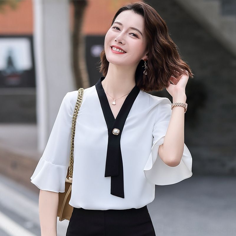 Eij5r Jvxr7 Womens Ol Versatile Mid Sleeve Autumn New Professional Half Sleeve Top White Shirt Spring White Shirt Top Summer And From Wowdesigner 24 13 Dhgate Com