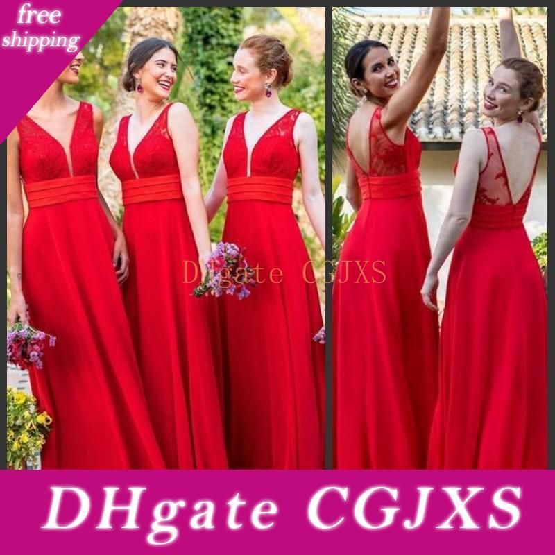 red and green bridesmaid dresses