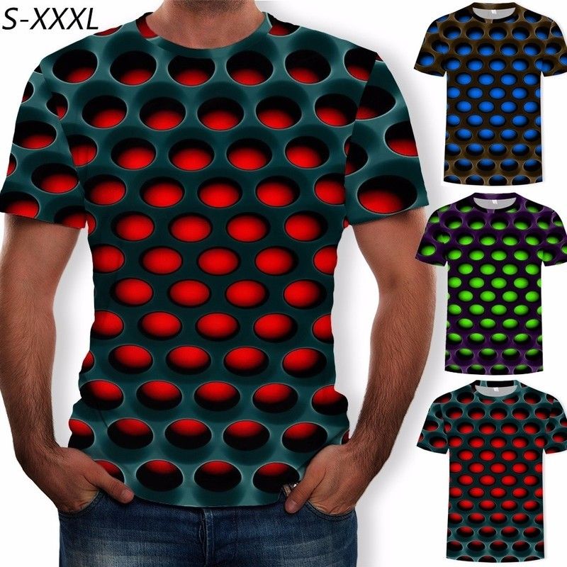 ZOGAA Summer T Shirt Mens Geometric 3D Three Dimensional Pattern ...