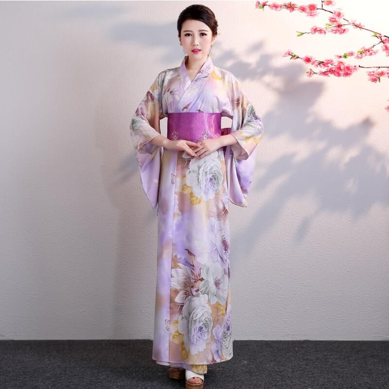 KRUIHAN Niños Yukata Vendimia Estilo Japones Niña Kimono Tradicional Ropa Seda Tela Túnica Desgaste Boda Partido Actuación Vestido