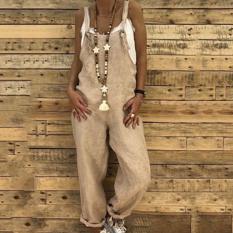 strappy linen jumpsuit