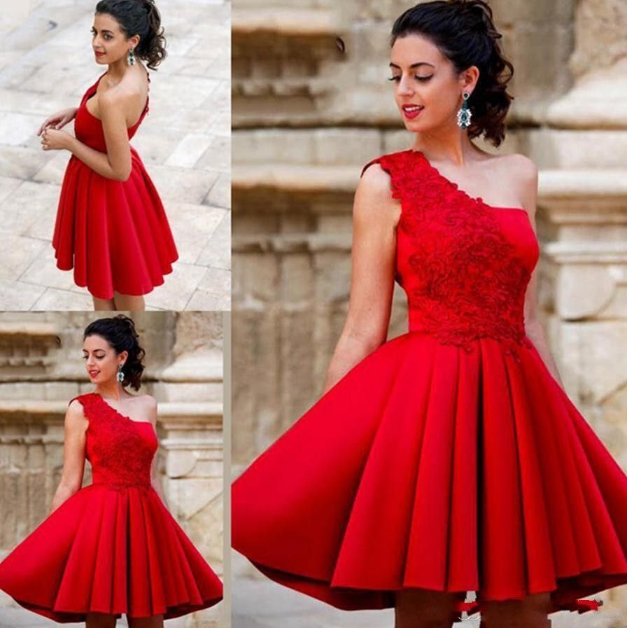 Compra Elegante Encaje Rojo Una Línea Vestidos De Casa De Hombros Un Hombro  Lace Subir Mini Longitud Vestidos De Fiesta Cocktail Cocktail Dress Barato  | Entrega Rápida Y Calidad | Es.Dhgate