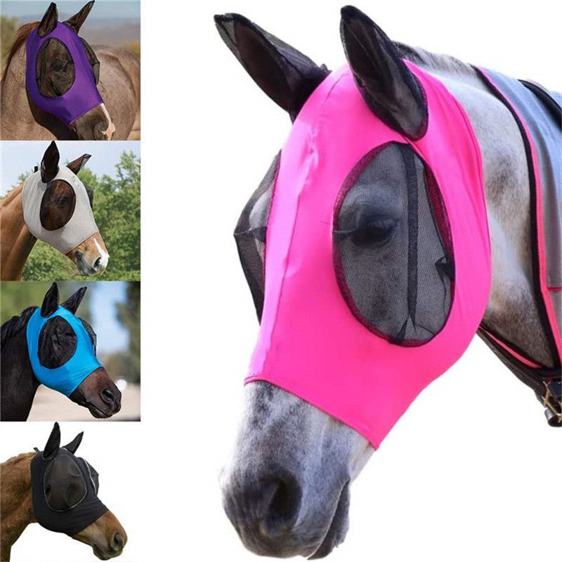 Transpirable caballos moscas máscara Horse Mesh con orejas de protección para Arab cob Pony