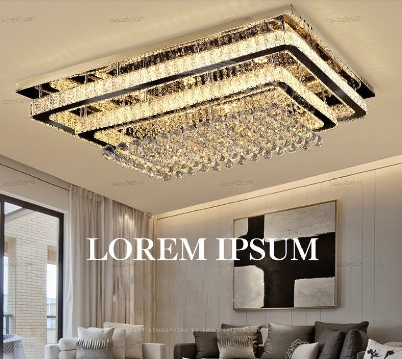 Luxury Silver Ceiling Lamp Living Room Modern Crystal Ceiling Lights