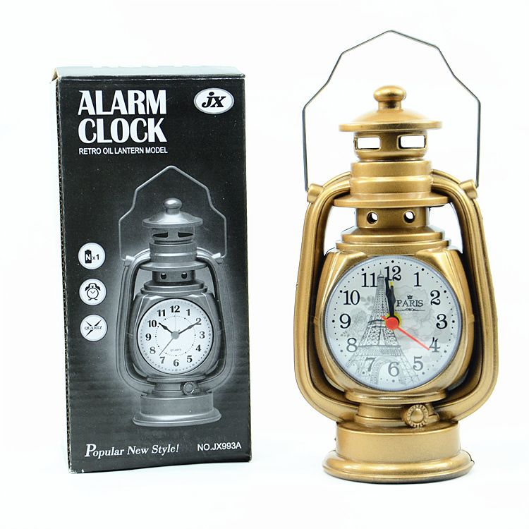Vintage Alarm Clock Retro Oil Lamp Alarm Clock Watch Table Kerosene
