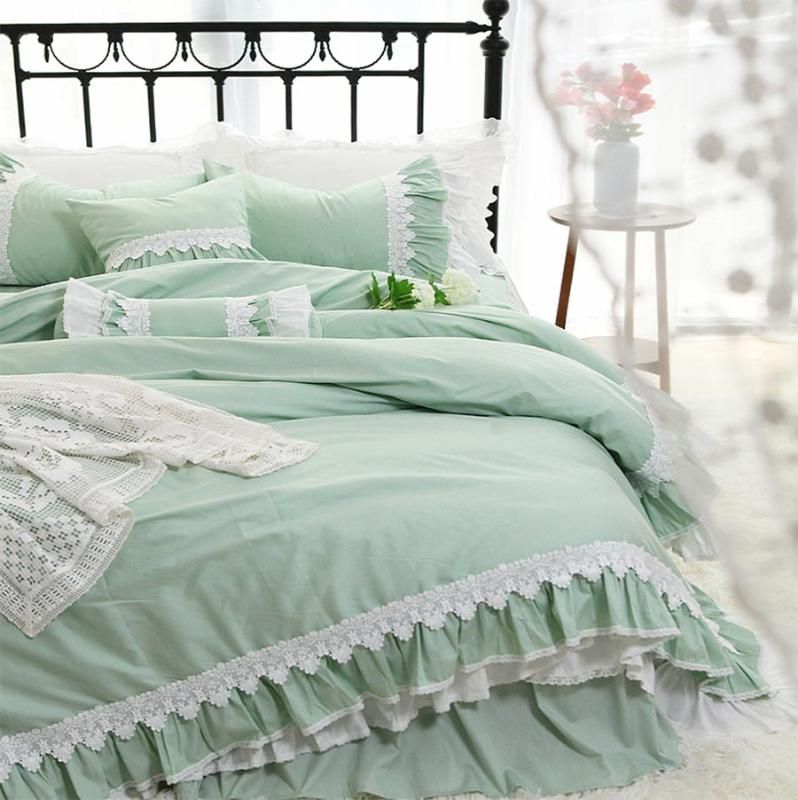 fairyfair conjunto de con volantes ropa de cama elegante, de algodón rey