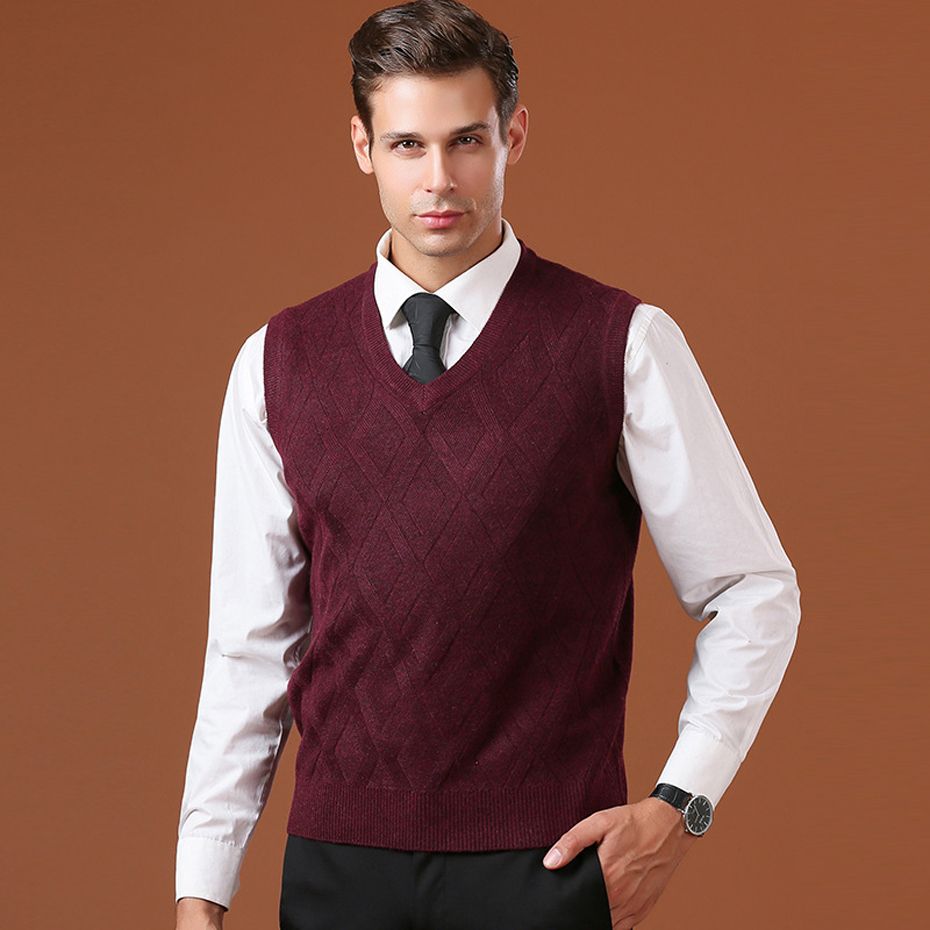 2020 Mens Wool Knit Vest Sweater Pullover Sleeveless Tops V Neck Argyle ...