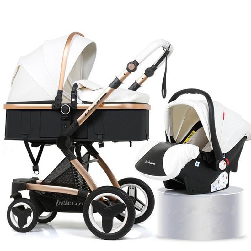silla de paseo con respaldo reclinable Belecoo Trio Set silla de paseo 3en1 hasta 25 kg fácil de plegar Caqui capazo de bebé con colchón desde el nacimiento