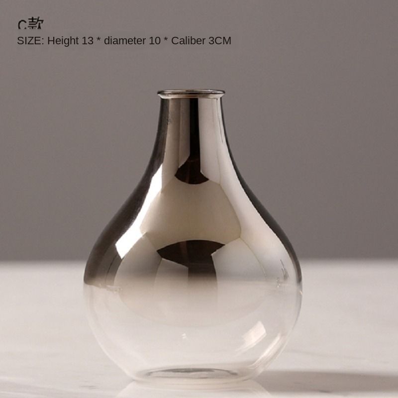 Nordic Flower Glass Vase Creative Silver Gradent Desktop Decoration Plant Holder