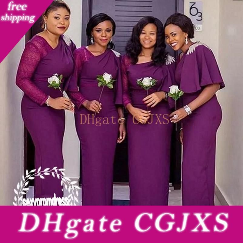 eggplant bridesmaid dresses with sleeves