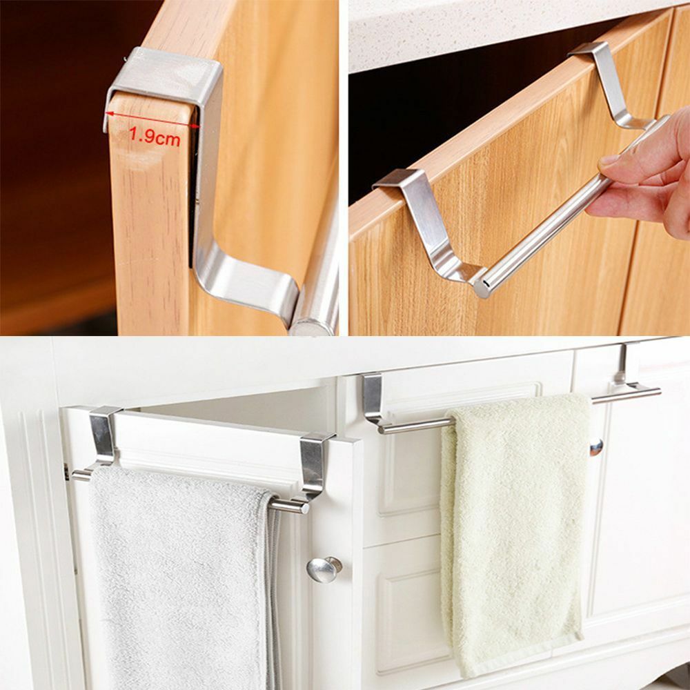 1x  Stainless Steel Kitchen Bathroom Hook Door Towel Holder Hanger Hanging Rack
