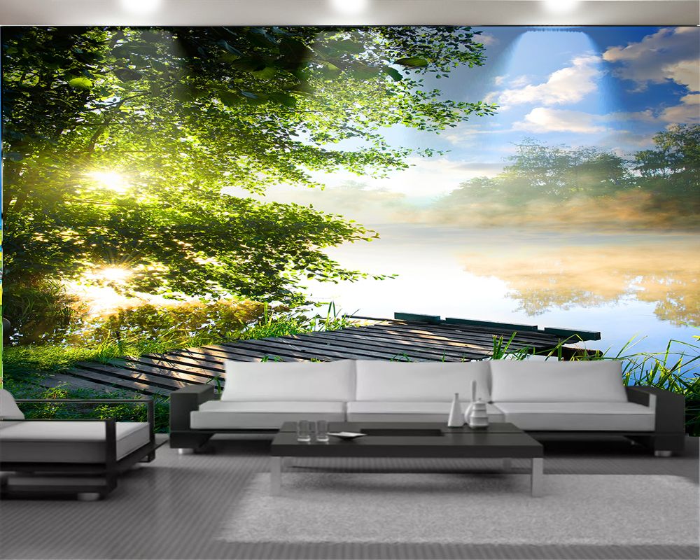 3d Wallpaper walls Romantic Landscape 3d Mural Wallpaper Beautiful Lake  Scenery Custom 3D Photo Wallpaper Home