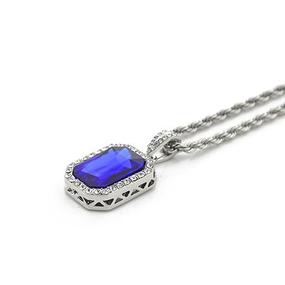 Blauwe + zilveren touwketting