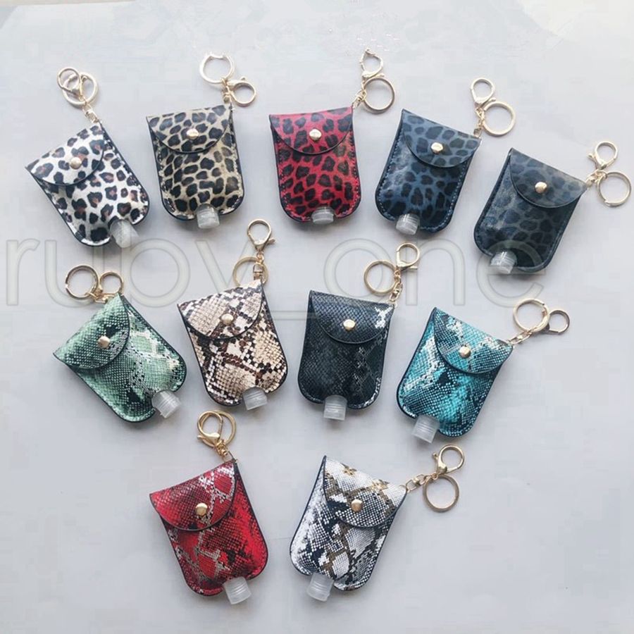PU Leather Hand Sanitizer Bottle Holder Keychain Bag With 30ML Bottle