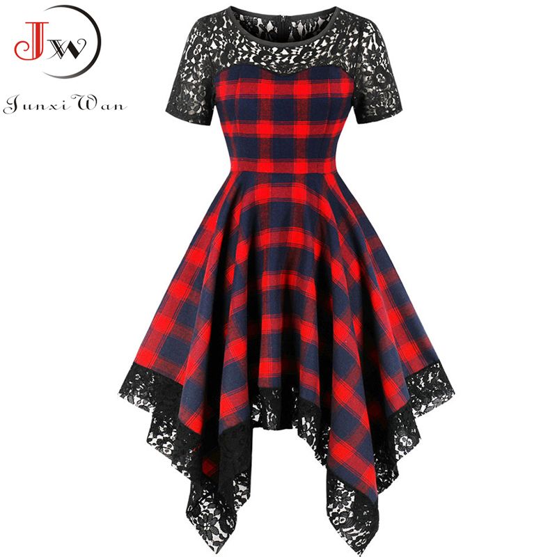 womens black and red plaid dress