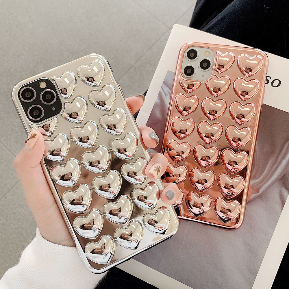 Plated 3D Love Heart Phone Case For IPhone 11 Pro Max XR X XS Max 7 8