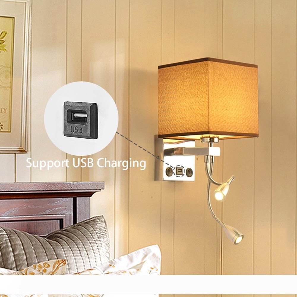 Extreem Imperialisme knecht Modern Indoor LED Lamp Bedside Bedroom Applique Sconce With Switch USB E27  Bulb Interior Headboard Home Hotel Wall Lights From Mustore0829, $124.53 |  DHgate.Com