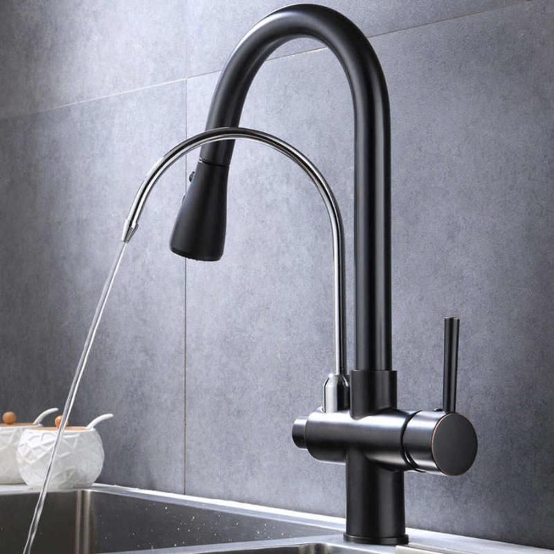 2021 Modern 3 In 1 Filter Purifier Copper Kitchen Faucet G1 2in Double Handle Pull Out Sink Tap Hot Cold Water Faucet Tap From Aldrichy 159 8 Dhgate Com Modern top quality kitchen faucets. sink tap hot cold water faucet tap
