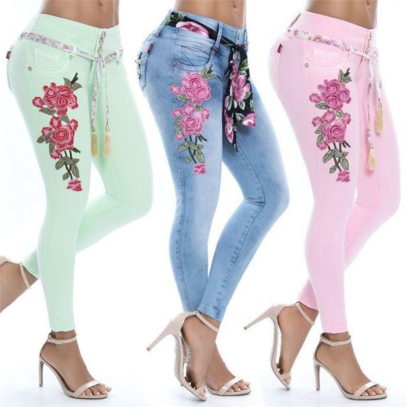 ladies pink skinny jeans