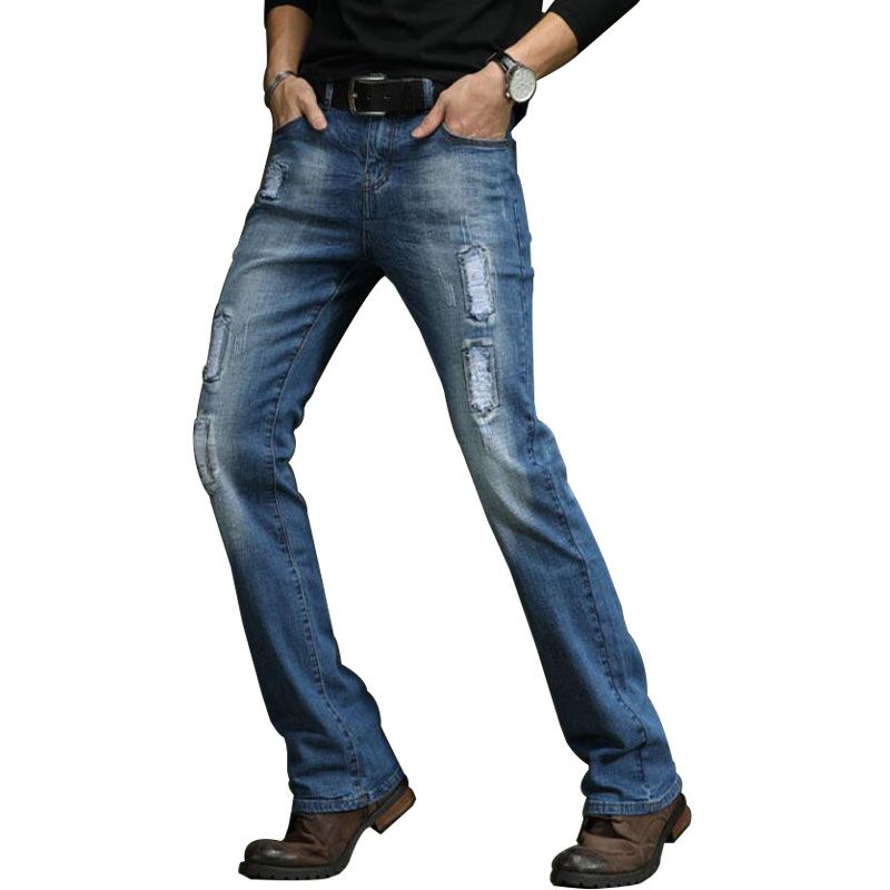 black ripped bootcut jeans