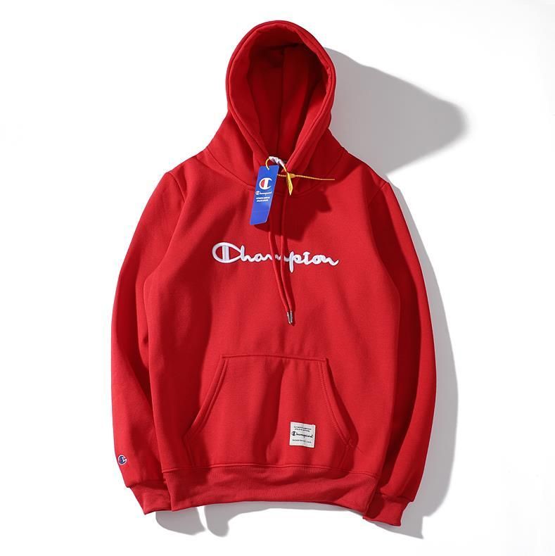 off white champion hoodie red