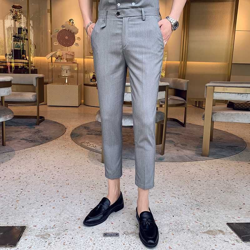 Mens Pants British Style Summer Formal 