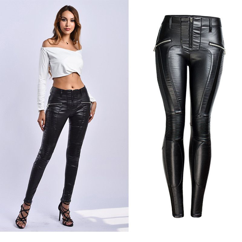 Sexy Pu Pants Women Velvet Shiny Pants 