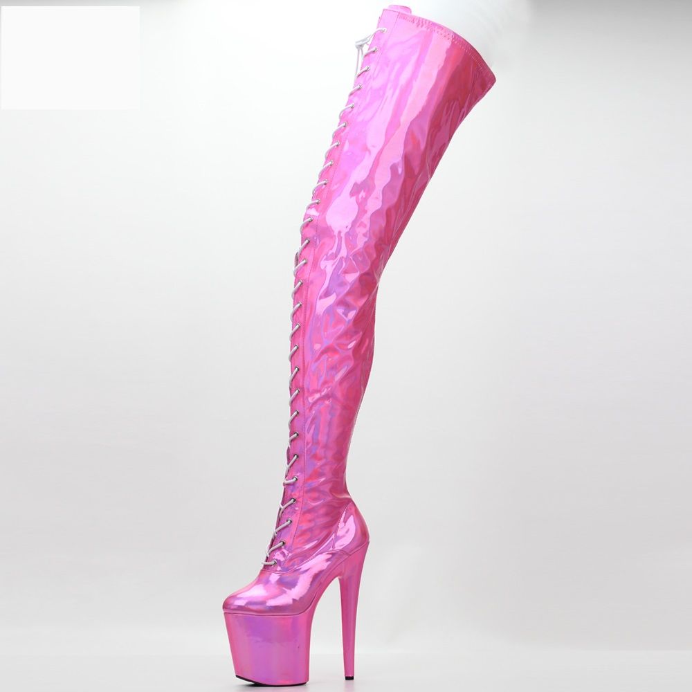 holographic thigh high boots