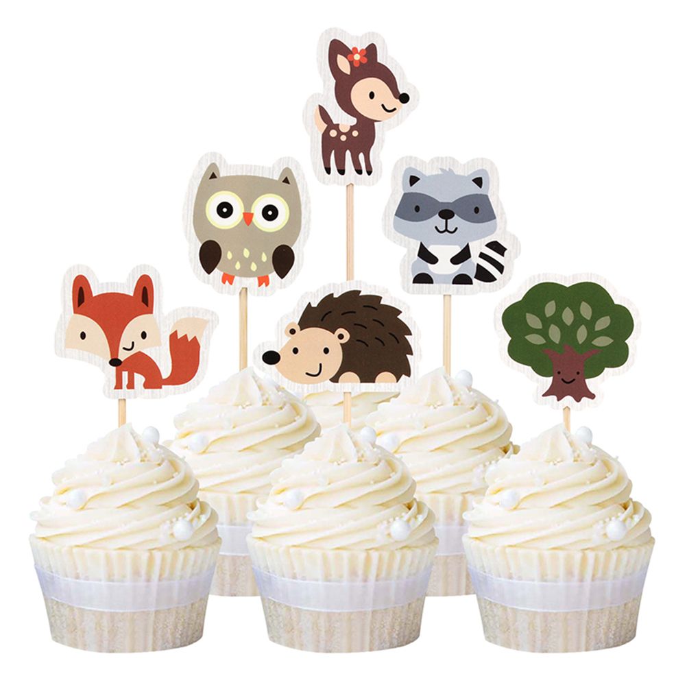 Acheter Cartoon Forme De Gateau Fox Cerf Hibou Daliments Pour Animaux Mediator Papier Cupcake Toppers Decor Fournitures De Fete Danniversaire Denfants Baby Shower De 16 07 Du Yi009 Fr Dhgate Com